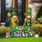 St. Patrick’s Day Decorations – 18-Inch Outdoor Gnome Décor, 2-Piece Metal Gnome Figurines with Green Shamrock, Irish Leprechaun Décor for Home, Garden, Lawn, Patio & Party